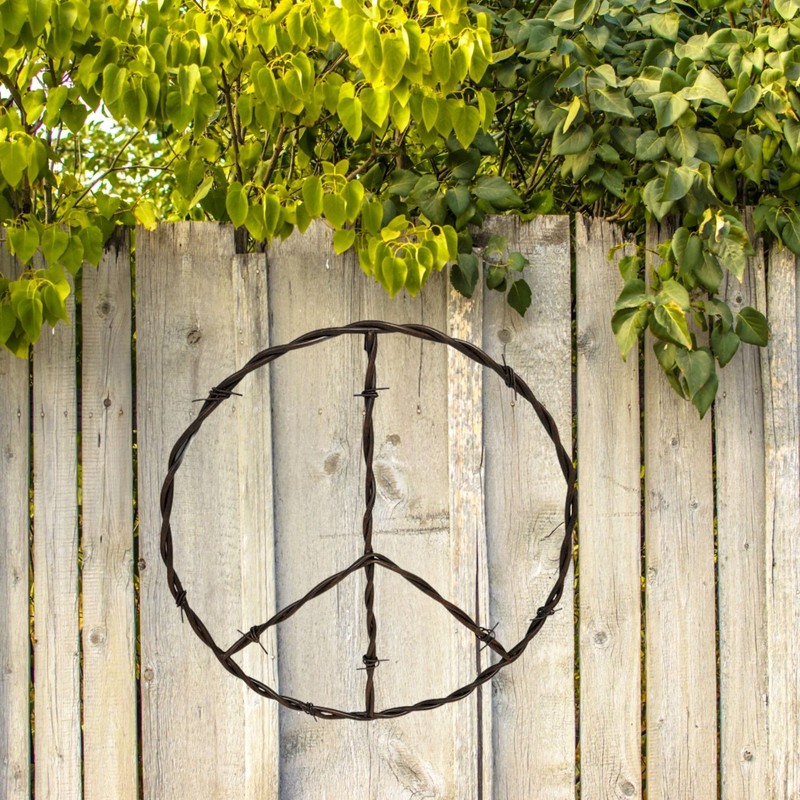 Rustic Copper Iron Peace Sign – Large Hippie Wall Art for Vintage Home Décor gallery