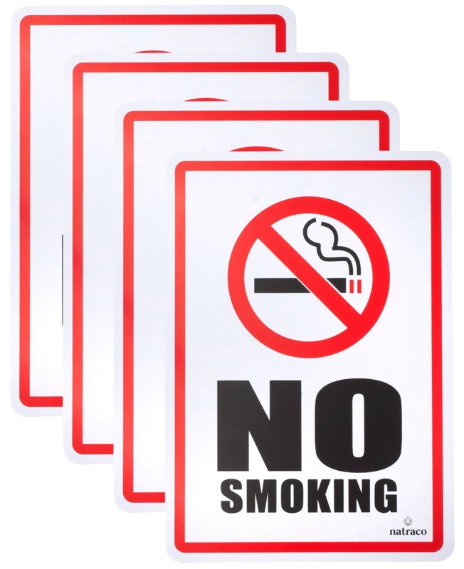 No Smoking Sign (4 Pack) 10″ X 7″ Self Adhesive, Long lasting for Indoor/Outdoor
