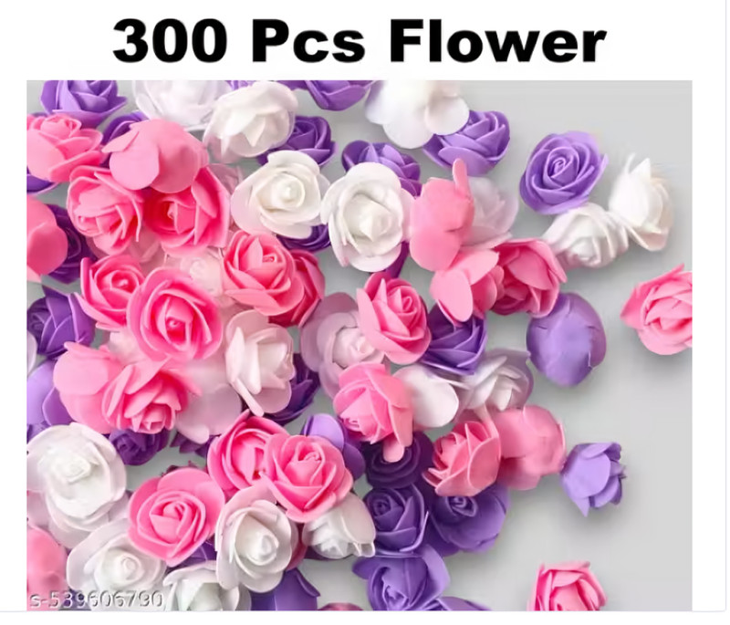 “300 PCS Artificial Foam Rose Flowers Pink White Purple for Pooja Festival Home