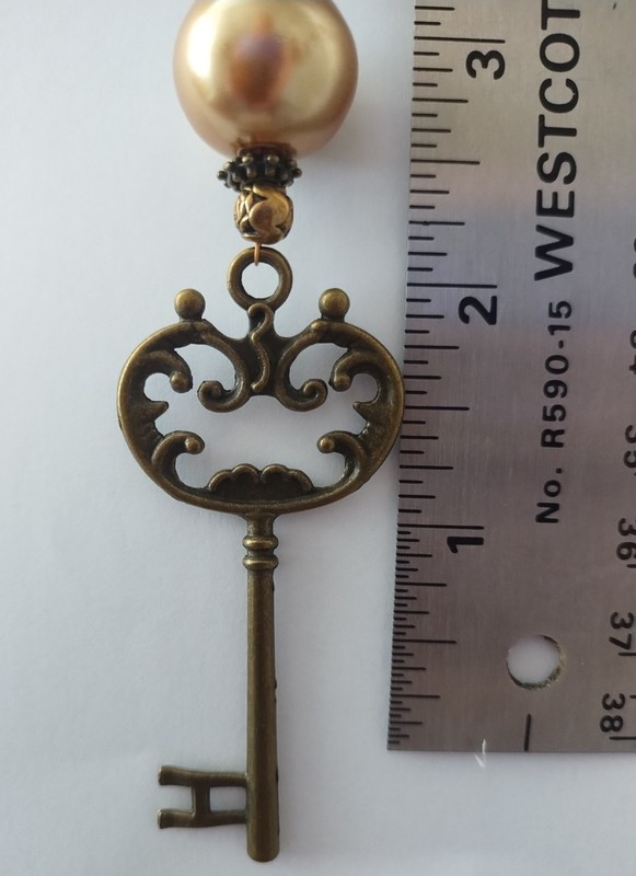 Bronze And Gold Key Ornament or Car Charm - One Of A Kind gallery