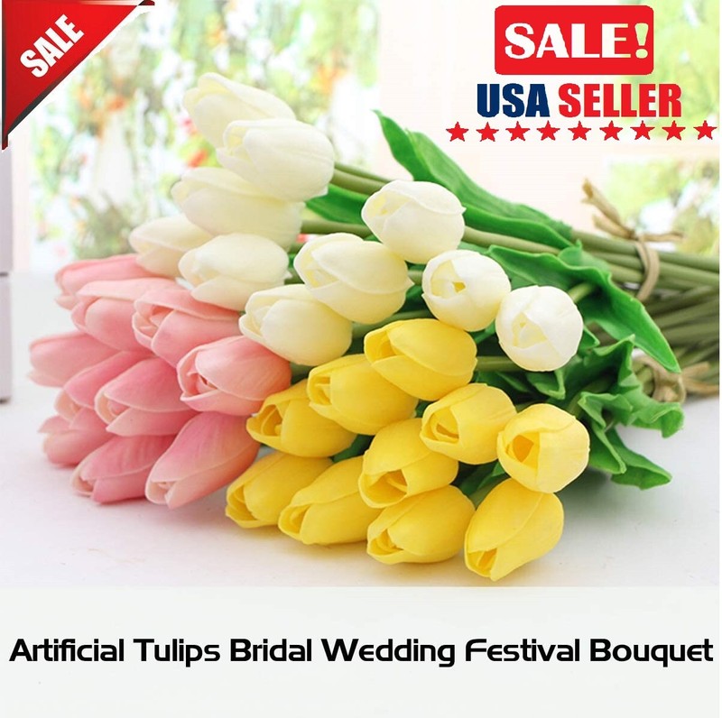 30× Artificial Lifelike Tulip Flowers Bouquet for Wedding Party Home Decor USA