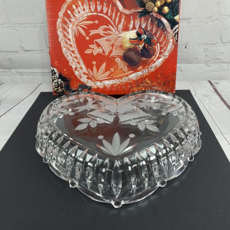 Studio Nova Heart And Bells Glass Tray-Dish 9" For Wedding Or Christmas gallery