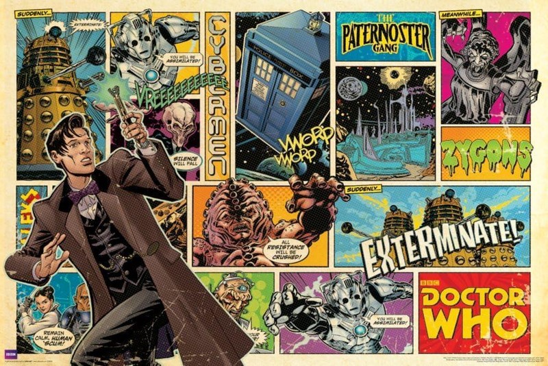 Doctor Who Comic Strip Poster 11th Doctor Size 36″ x 24″ inches Art Print – New