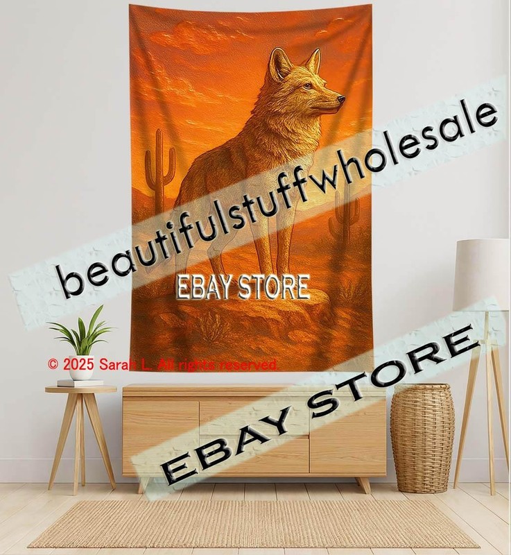 Coyote Tapestry Desert Wall Art wildlife bedroom decor 39X59 in gallery