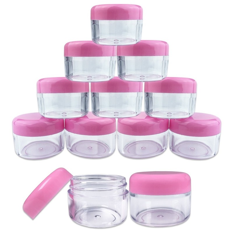 Beauticom 12x 30g/30ml Clear Jars w/ Pink Screw Cap for Powder, Makeup, Samples gallery