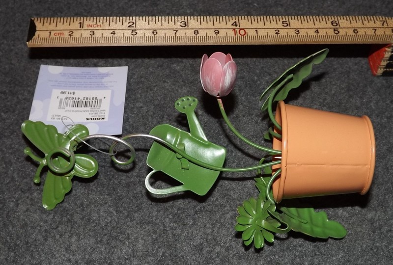 Crafts - Lot 5 Mini Metal Watering Can - Floral Picture Holder Clip - GIFTS NEW! gallery