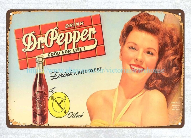 classic fountain drink carbonated refreshment RUTH VALMY soda drink tin sign