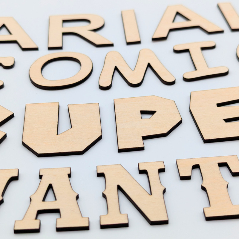 Pixel Craft Wood Letters Numbers Cutout Unfinished Laser Cut 3mm Craft Thru 14" gallery