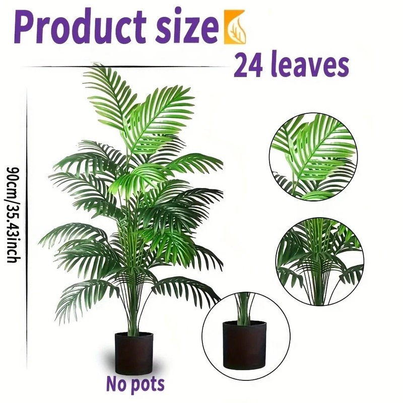 2PCS Artificial Areca Palm Tree Large Fake Tropical Plant Indoor Outdoor Decor