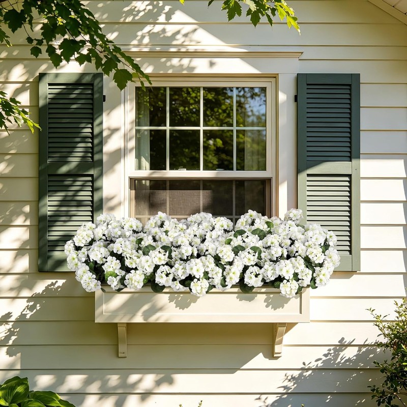 Artificial Flowers for Outdoors, 6 Bundles Realistic Fake Silk White Geranium... gallery