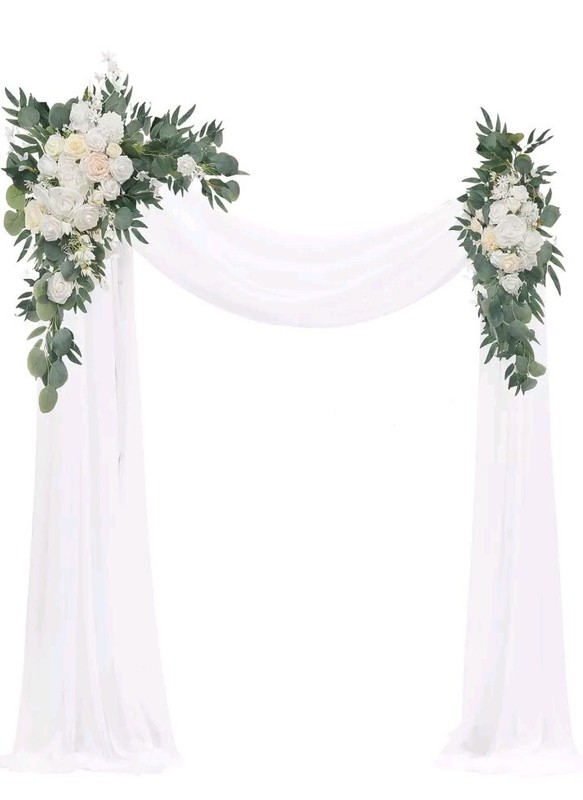 Floroom Arch Flowers with Drapes Kit (Pack of 4) – 2pcs Artificial Ivory & Wh…