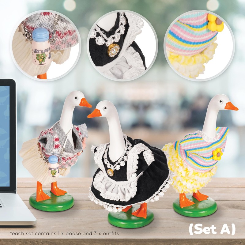 Desk Goose with Set of Three 7 Inch Desk Goose Outfits 7 Inches, Desktop Goos... gallery