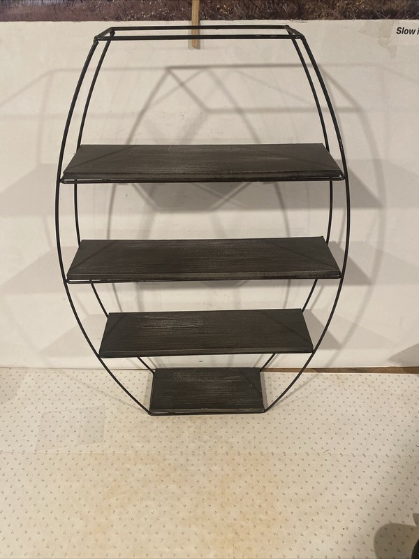 4 Tier display Wall shelf Round Metal Frame Home Decor 24” Tall 15.5” Wide