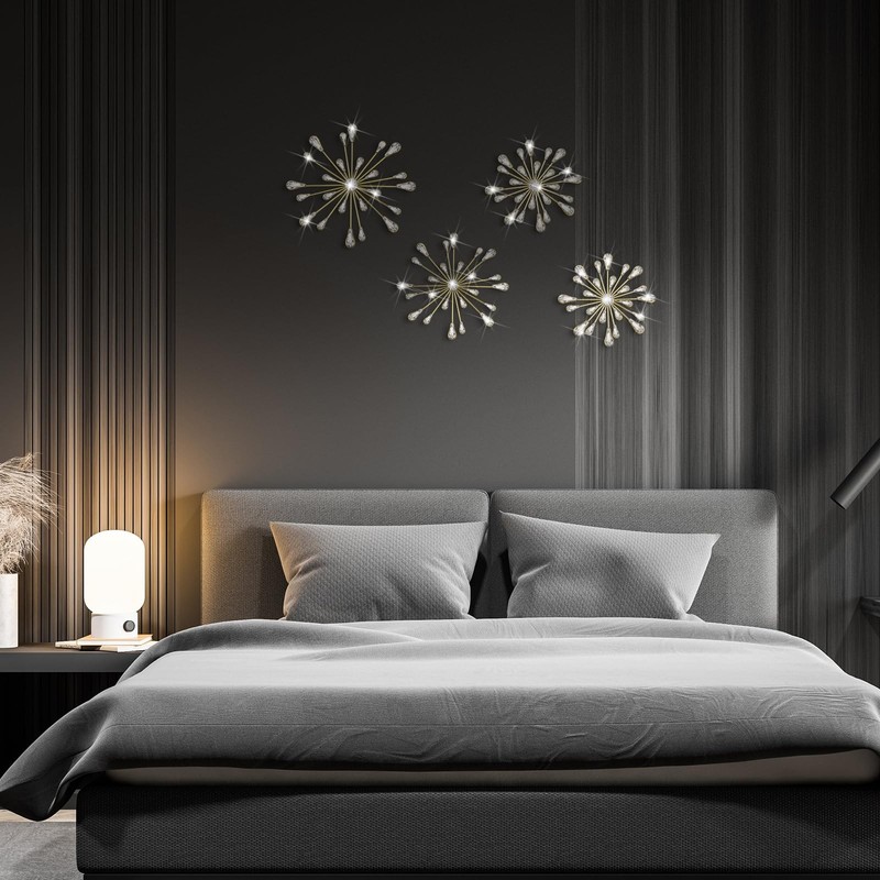 Hicarer Gold Crystal Starburst Wall Decor Set of 4 gallery