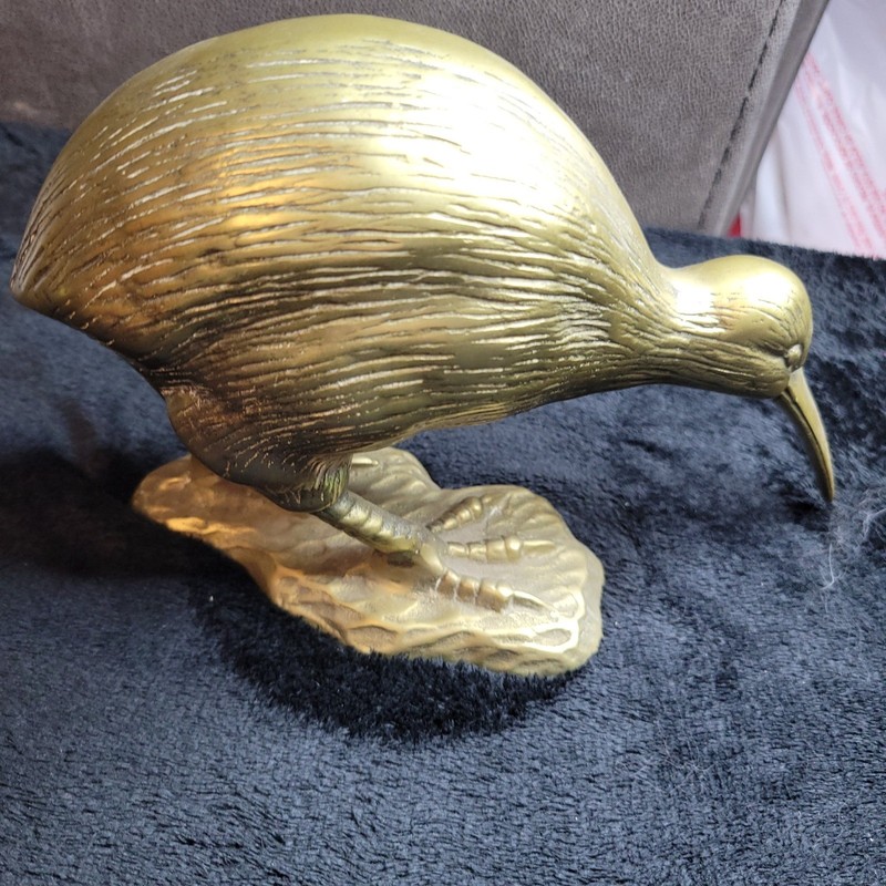 Vintage Brass Kiwi Bird Figurine Sculpture Rustic Textured Home Decor gallery