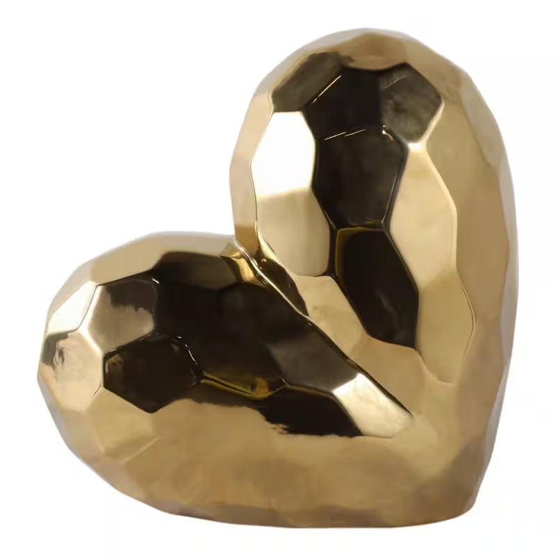 Gold 5 In. X 11 In. Ceramic Heart Sculpture gallery