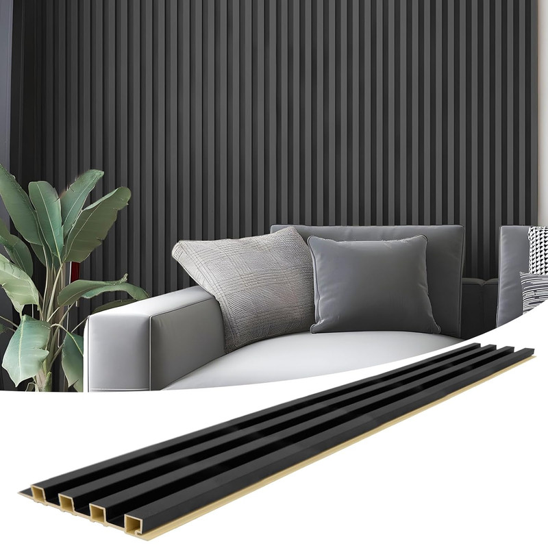 8-Pack 96 X 6In. WPC Acoustic Slat Wall Panel for Modern Interior Decor, TV Back