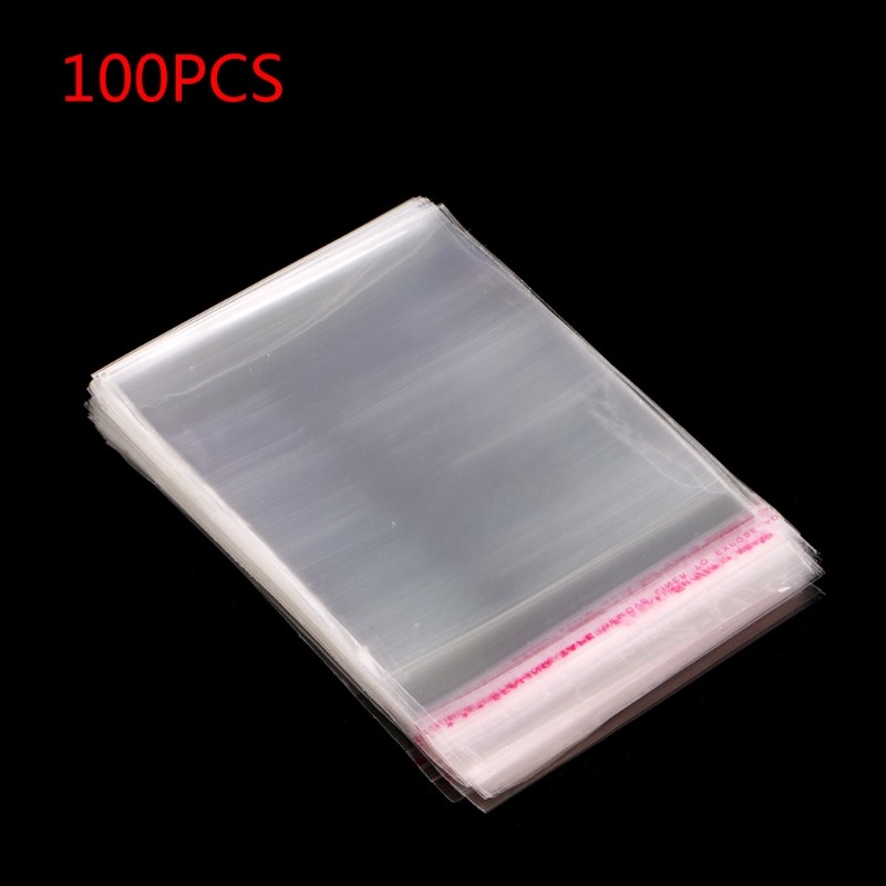 100x Transparent Plastic Self Adhesive Seal Bag Resealable Poly Bags 9x13cm