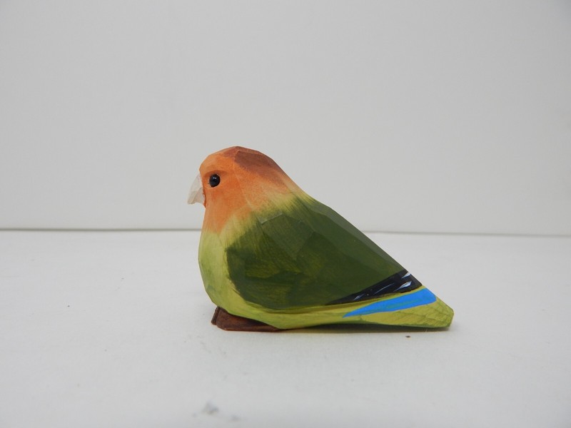 Lovebird Parrot Figurine Sculpture Mini Wood Art Statue Decor Carve Ornament gallery