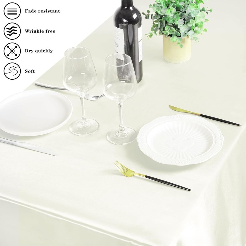 2 Packs Satin Tablecloth 102 x 58 Inches Rectangular Table Overlay Cover Bright gallery
