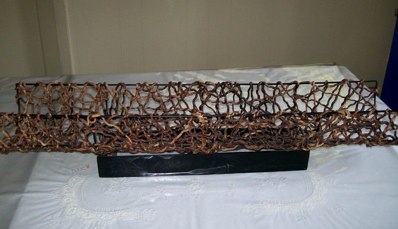 Long Twisted Rattan Table Centerpiece Basket Wood Base