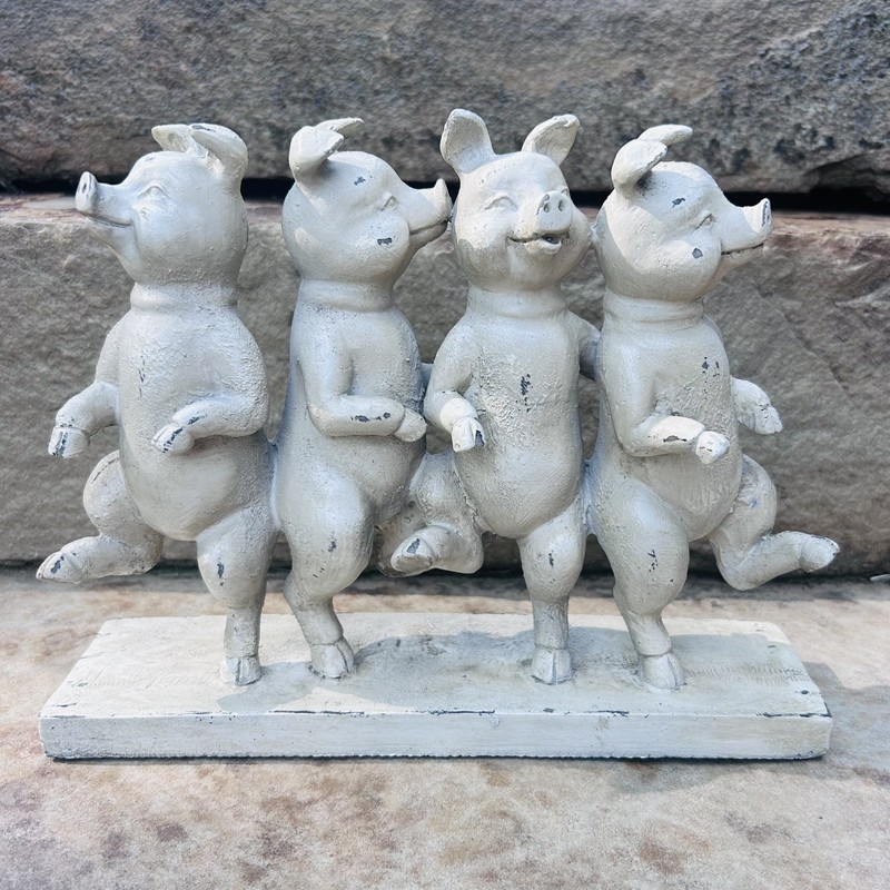 Pier 1 Imports 4 Dancing Pigs Figurine Whimsical Farmhouse Decor Statue 7.5" gallery