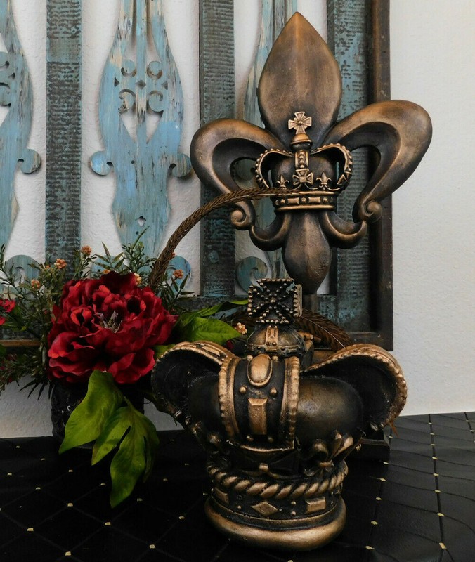 Crown Tabletop Finial GOLD LEAF handmade home decor Tuscan Royal Medieval NEW