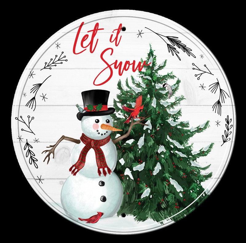 LET IT SNOW OFFICIALLY LICENSED ROUND ALUMINUM SIGN