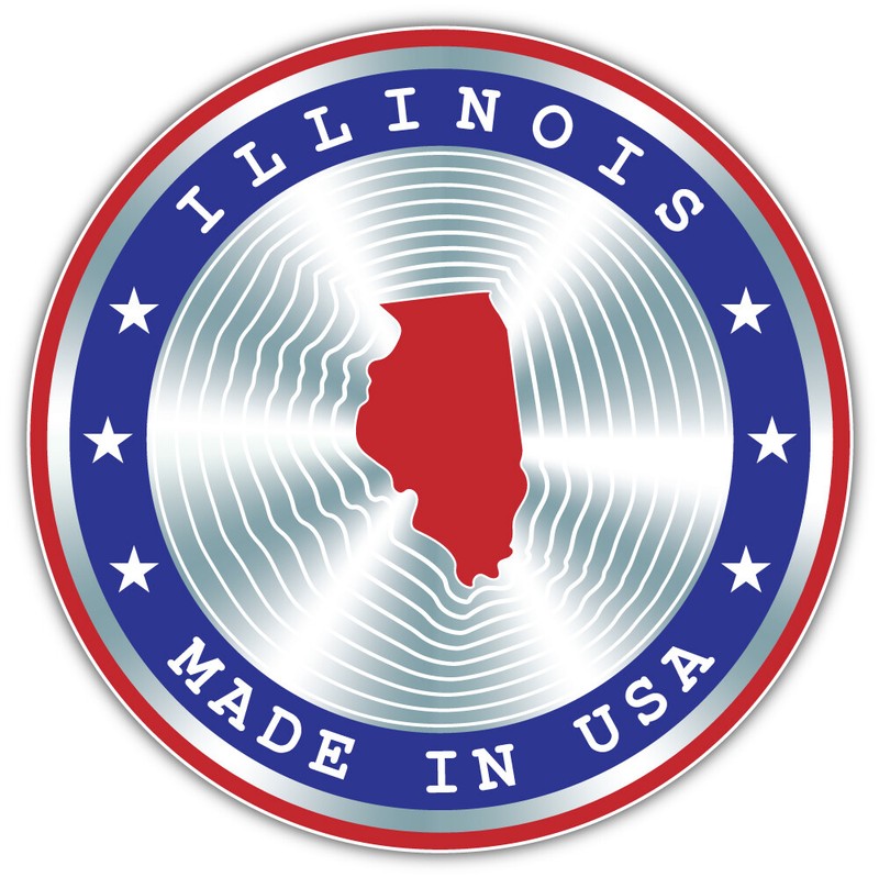 Made In Illinois USA State Map Emblem Car Bumper Sticker Decal ”SIZES”
