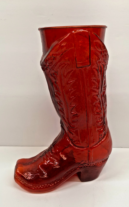 Vintage Cowboy Boot Red Plastic Flower Vase Decorative 8-1/2″ Tall