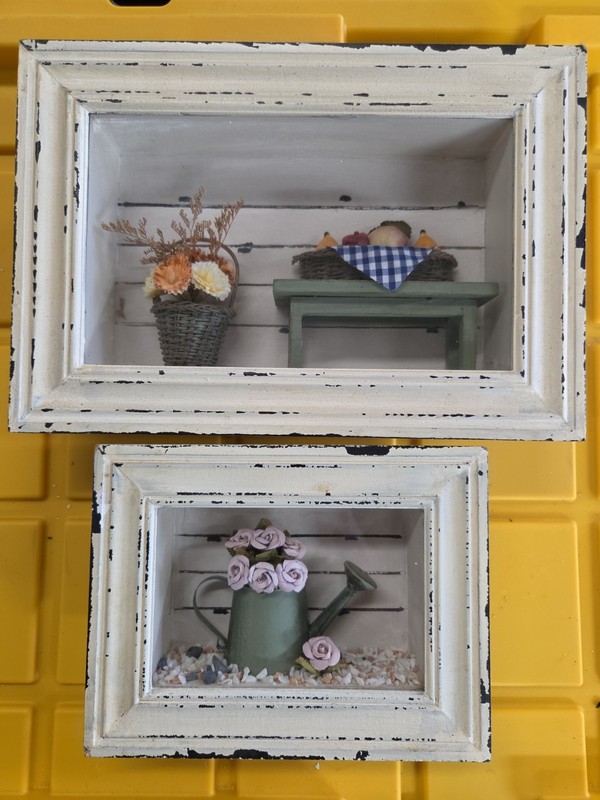 Vintage Rustic Framed Shadow Boxes Lot Of Two Nice Condition Dated 2001