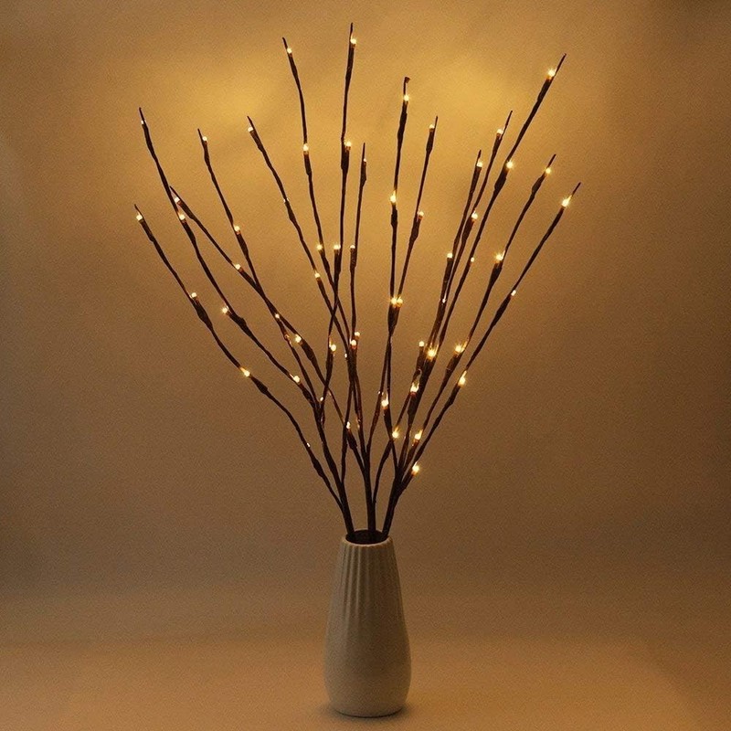 LED Branch Lights, Battery Powered, Warm White, Brown, Plastic, 20 LED, 5