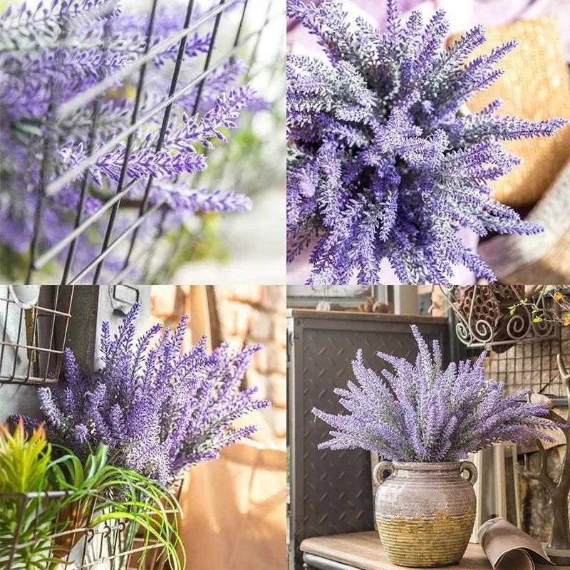 a Bunch of Provence Lavender Plastic Artificial Flowers False Plants Wedding Hom gallery