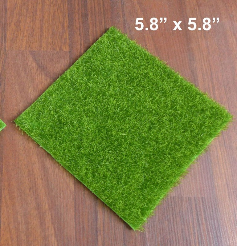 1 Pcs Artificial Fake Moss Green Grass Plant Mat Landscaping (5.8″ x 5.8″ )