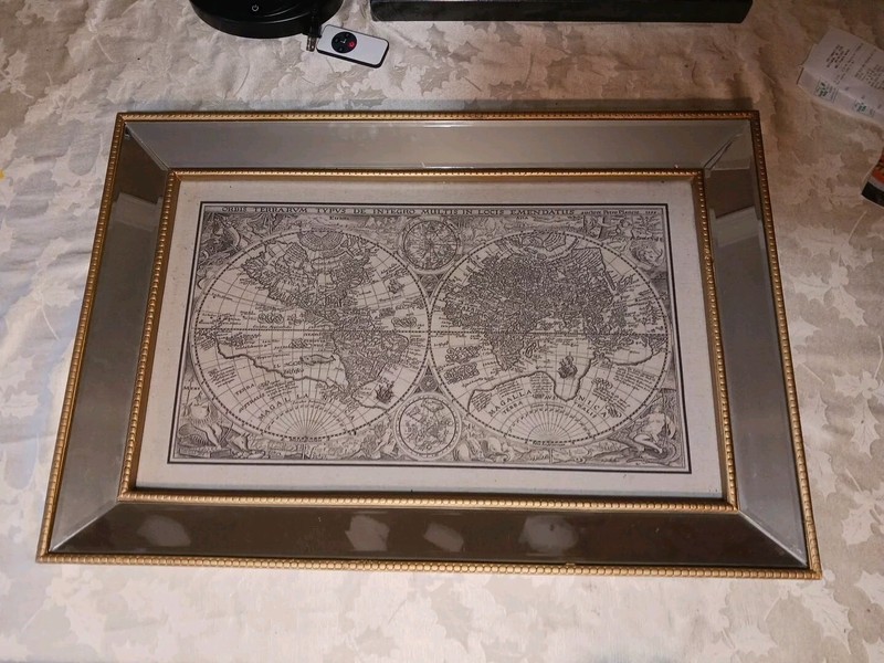 28.5 in. x 19.5 in. Vintage Style Petrus Plancius World Map Illustration Textile