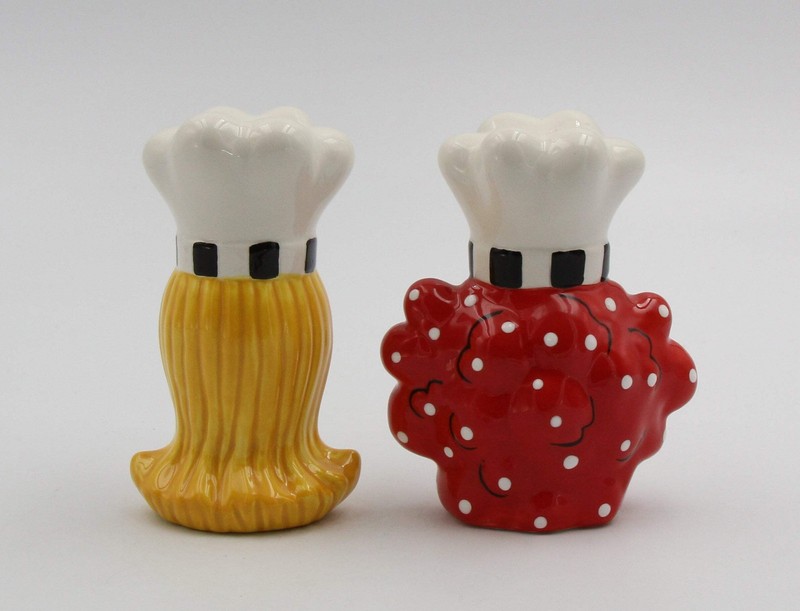 Ceramic African American Lady Chef Salt and Pepper Shakers, Home Décor, Gift for gallery