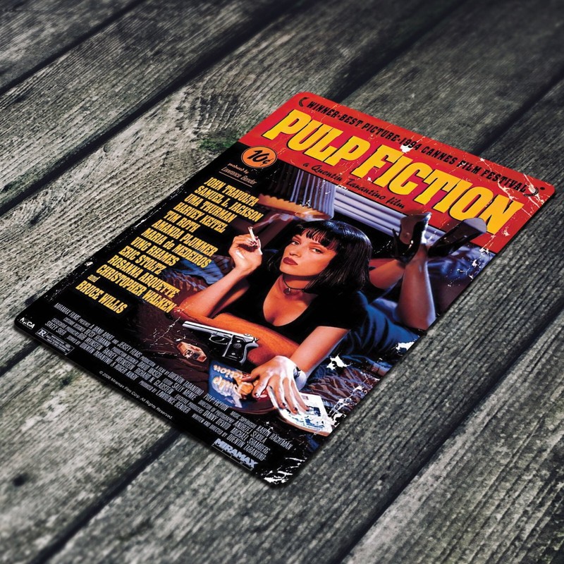 Pulp Fiction - Movie Poster 8x12 Tin Sign (Regular - Mia Wallace On Bed) gallery