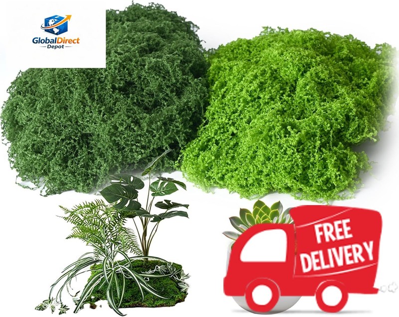 Blisgroo Fake Moss for Plants Indoor, 7OZ Dual-Color Artificial Moss for Crafts,
