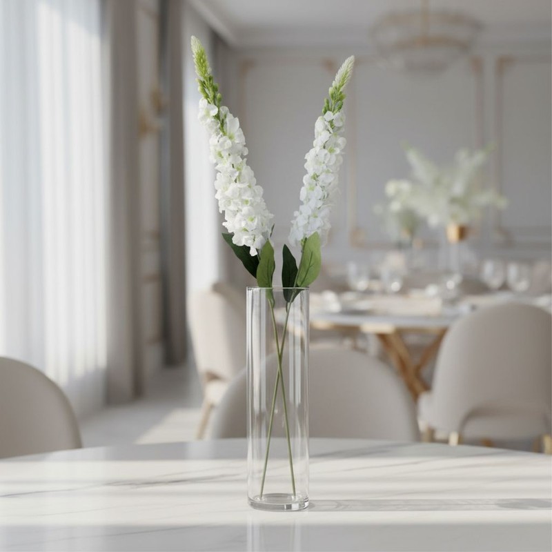 Artificial White Snapdragon Stems Set of 2 Tall Faux Flowers Centerpiece Decor gallery
