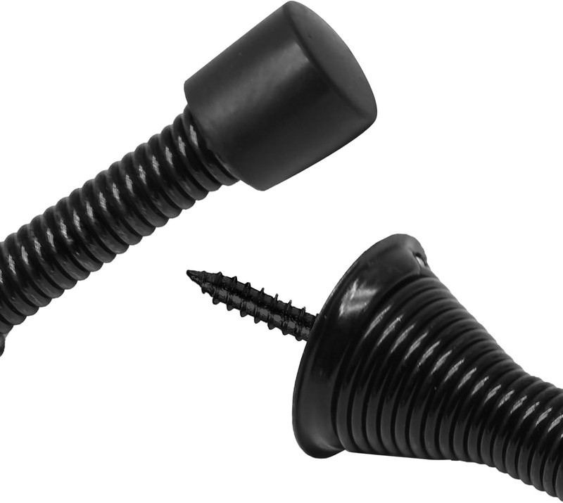 6 Pack Spring Long Door Stopper 3-4 Inch Black Door Stops, Stainless Steel, W... gallery