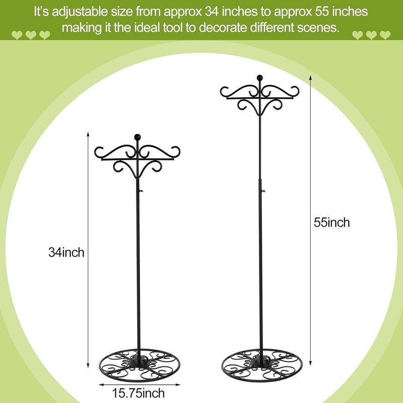 34-55 Inch Adjustable Shepherds Hook with Base Indoor/Outdoor Bla gallery