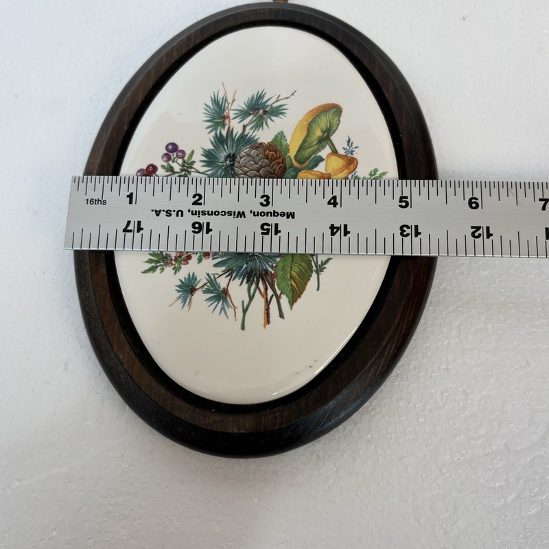 Vintage Wood And Tile Wall Plaques Pine Cones Mushroom Berries 2 8 X 5 1/2 gallery