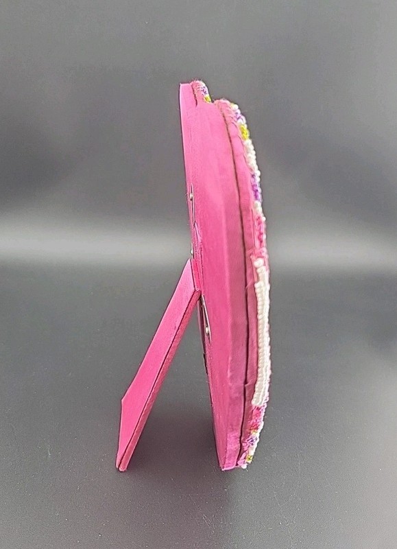 Beaded 7"X 7.5" Heart Shaped Picture Frame Pink Purple Lime White Crystal Beads gallery