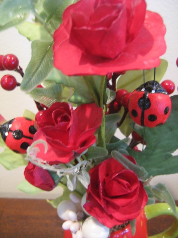 Lady Bugs- Flower Arrangement - Spring Summer Table Decoration - Strawberry Cup gallery