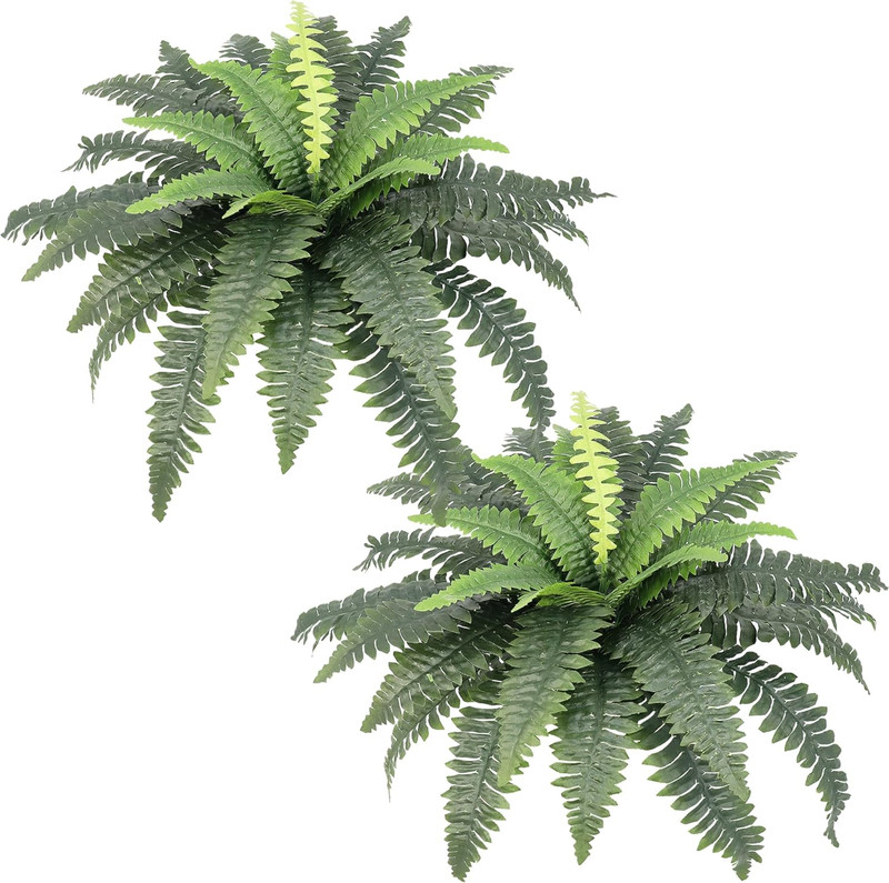 Artificial Ferns for Outdoors, Set of 2 Bouquets 33" Diam Large Fake Ferns Faux gallery