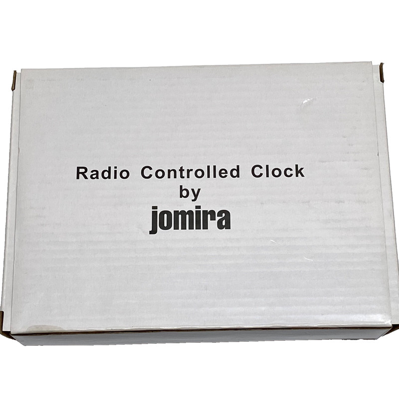 Radio Controlled Clock RCC Battery Operate Silver LCD Temp Alarm Calendar Jomira