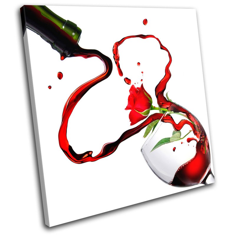 Wine Glass Food Kitchen SINGLE CANVAS WALL ART Picture Print VA