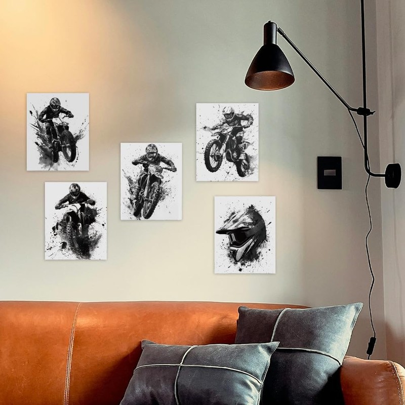 6 Pack Riding Motorcycle Unframed Waterproof Canvas Wall Art Decor, 8" x 10" ... gallery