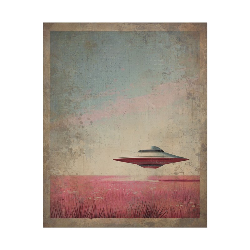 UFO BOTANICAL Vintage Wall Art, Sci-fi UAP NHI Flower Decor, Alien Floral Poster