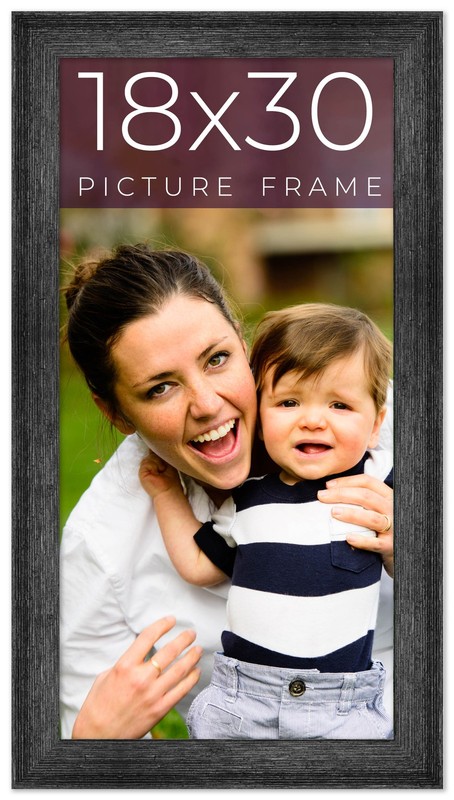 18×30 Frame Black Real Wood Picture Frame Width 1.5 inches | Interior Frame Dept